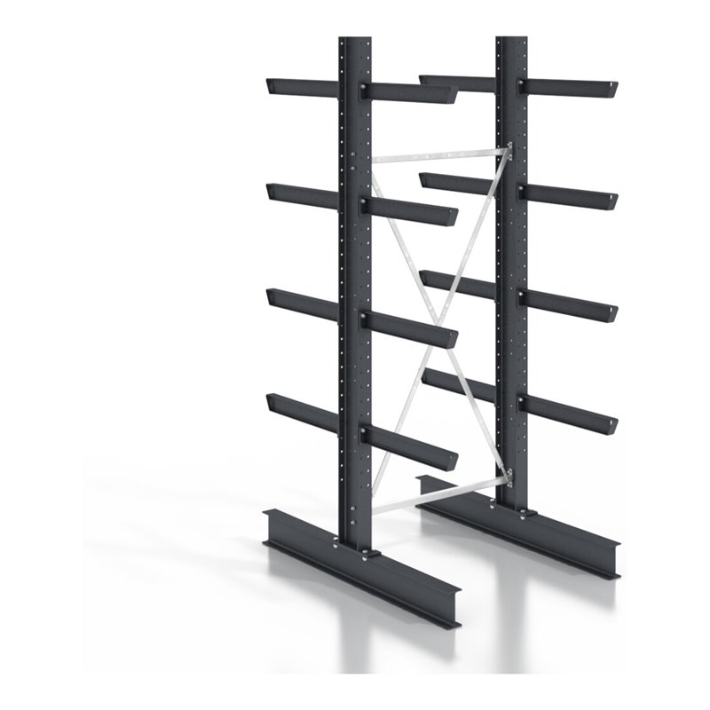 STIER Kragarmregal schraubbar doppelseitig mit 4 Ebenen HxT 3150x800 mm