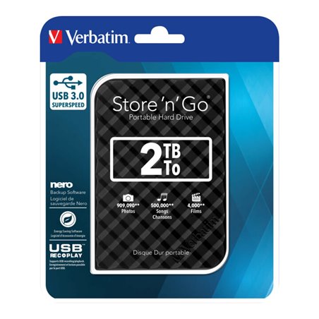 Verbatim Festplatte 2TB USB3.0 Extern,6,35cm(2,5Z) 53195