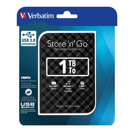 Verbatim Festplatte 1TB USB3.0 Extern,6,35cm(2,5Z) 53194