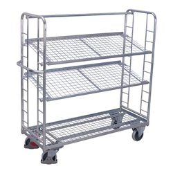 VARIOfit Etagenwagen mit 3 Drahtgitterböden verzinkt
