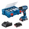 Bosch Akku-Bohrschrauber GSR 18V-45, 2 Akku GBA 18V 2.0Ah, Ladg. u. L-CASE