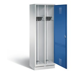 C+P Schwarz-Weiss-Spind Evolo, H1800xB610xT500mm, Front Enzianblau, Korpus Lichtgrau (48220-20)