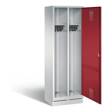 C+P Schwarz-Weiss-Spind Evolo, H1800xB610xT500mm, Front Rubinrot, Korpus Lichtgrau (48220-20)