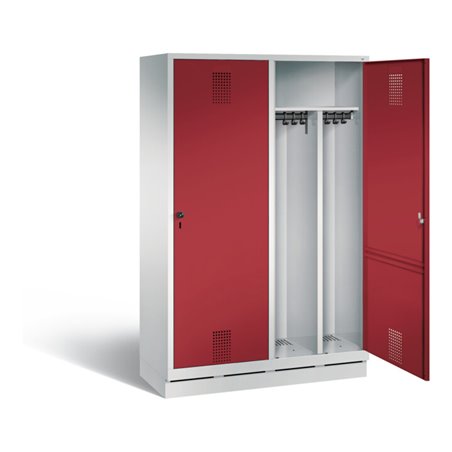 C+P Schwarz-Weiss-Spind Evolo, H1800xB1190xT500mm, Front Rubinrot, Korpus Lichtgrau (48220-40)