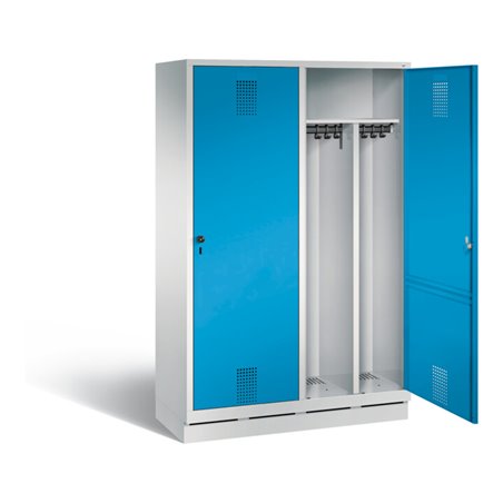 C+P Schwarz-Weiss-Spind Evolo, H1800xB1190xT500mm, Front Lichtblau, Korpus Lichtgrau (48220-40)