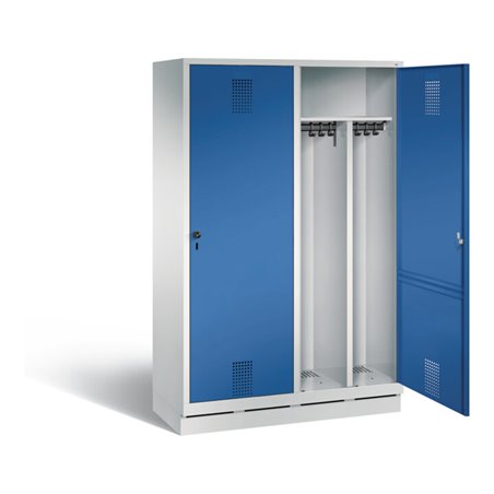 C+P Schwarz-Weiss-Spind Evolo, H1800xB1190xT500mm, Front Enzianblau, Korpus Lichtgrau (48220-40)