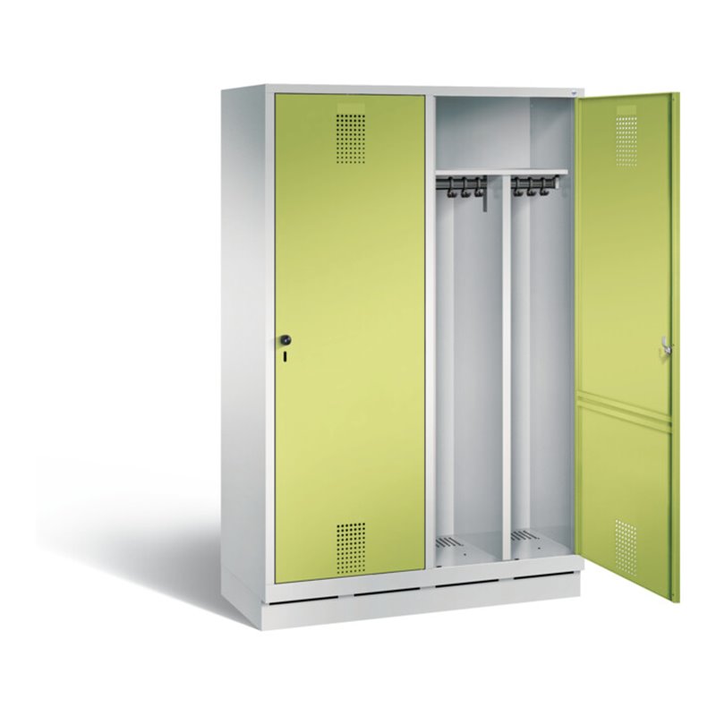 C+P Schwarz-Weiss-Spind Evolo, H1800xB1190xT500mm, Front Viridingrün, Korpus Lichtgrau (48220-40)