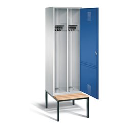 C+P Schwarz-Weiss-Spind Evolo, H2090xB610xT500mm, Front Enzianblau, Korpus Lichtgrau, Gestell Schwarzgrau (48250-20)