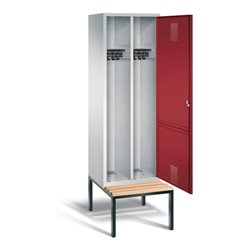 C+P Schwarz-Weiss-Spind Evolo, H2090xB610xT500mm, Front Rubinrot, Korpus Lichtgrau, Gestell Schwarzgrau (48250-20)