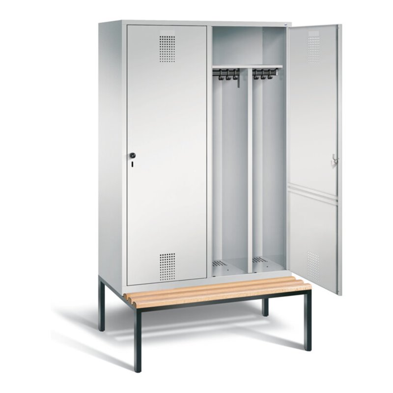 C+P Schwarz-Weiss-Spind Evolo, H2090xB1190xT500mm, Front Lichtgrau, Korpus Lichtgrau, Gestell Schwarzgrau (48250-40)