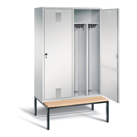 C+P Schwarz-Weiss-Spind Evolo, H2090xB1190xT500mm, Front Lichtgrau, Korpus Lichtgrau, Gestell Schwarzgrau (48250-40)