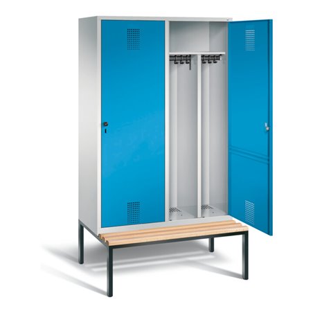 C+P Schwarz-Weiss-Spind Evolo, H2090xB1190xT500mm, Front Lichtblau, Korpus Lichtgrau, Gestell Schwarzgrau (48250-40)