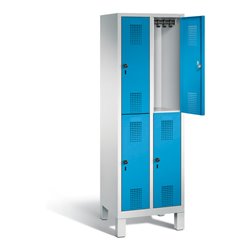 C+P Spind doppelstöckig Evolo, H1850xB610xT500mm, Front Lichtblau, Korpus Lichtgrau (48310-20)