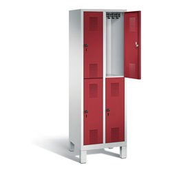 C+P Spind doppelstöckig Evolo, H1850xB610xT500mm, Front Rubinrot, Korpus Lichtgrau (48310-20)