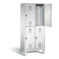 C+P Spind doppelstöckig Evolo, H1850xB810xT500mm, Front Lichtgrau, Korpus Lichtgrau (48310-22)