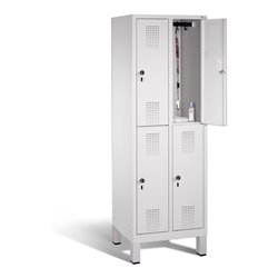 C+P Spind doppelstöckig Evolo, H1850xB610xT500mm, Front Lichtgrau, Korpus Lichtgrau (48310-20)