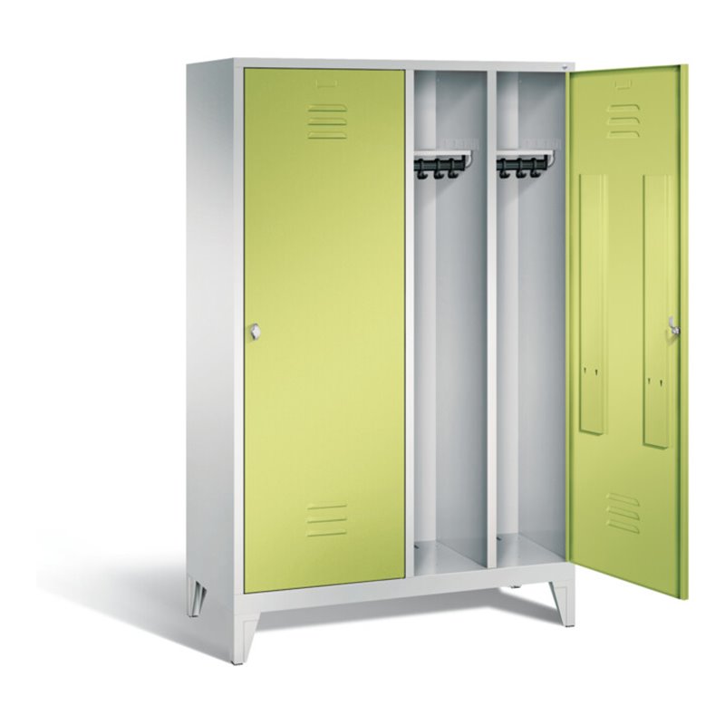 C+P Schwarz-Weiss-Spind Classic, H1850xB1190xT500mm, Front Viridingrün, Korpus Lichtgrau (8210-40)
