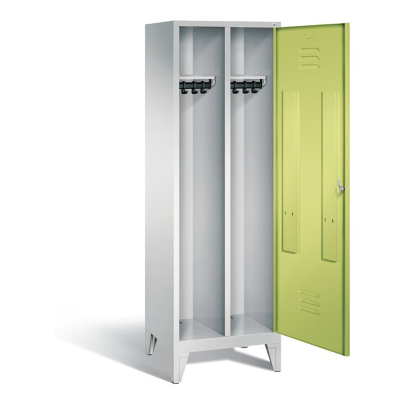 C+P Schwarz-Weiss-Spind Classic, H1850xB610xT500mm, Front Viridingrün, Korpus Lichtgrau (8210-20)
