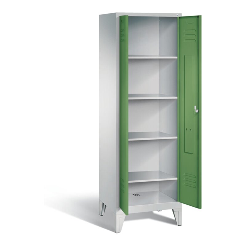 C+P Wäsche-Spind Classic, H1850xB610xT500mm, Front Resedagrün, Korpus Lichtgrau (8212-20B)