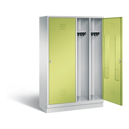 C+P Schwarz-Weiss-Spind Classic, H1800xB1190xT500mm, Front Viridingrün, Korpus Lichtgrau (8220-40)