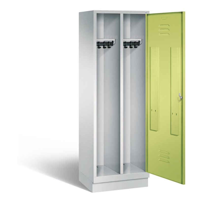 C+P Schwarz-Weiss-Spind Classic, H1800xB610xT500mm, Front Viridingrün, Korpus Lichtgrau (8220-20)