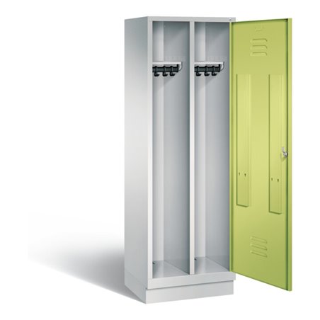 C+P Schwarz-Weiss-Spind Classic, H1800xB610xT500mm, Front Viridingrün, Korpus Lichtgrau (8220-20)