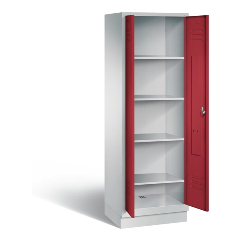 C+P Wäsche-Spind Classic, H1800xB610xT500mm, Front Rubinrot, Korpus Lichtgrau (8222-20B)