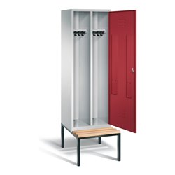 C+P Schwarz-Weiss-Spind Classic, H2090xB610xT815mm, Front Rubinrot, Korpus Lichtgrau, Gestell Schwarzgrau (8250-20)