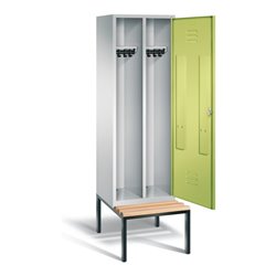 C+P Schwarz-Weiss-Spind Classic, H2090xB610xT815mm, Front Viridingrün, Korpus Lichtgrau, Gestell Schwarzgrau (8250-20)