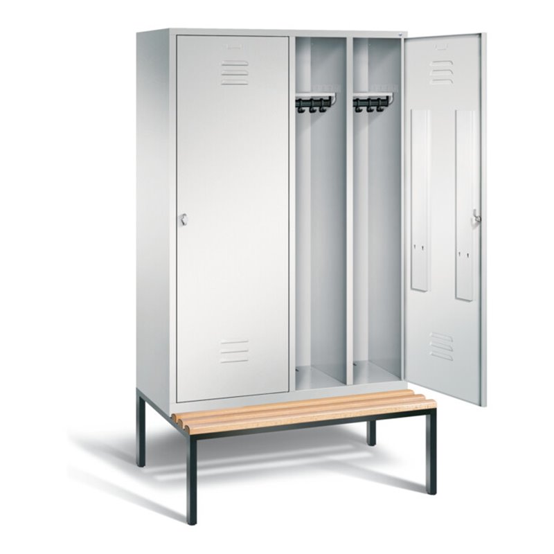 C+P Schwarz-Weiss-Spind Classic, H2090xB1190xT815mm, Front Lichtgrau, Korpus Lichtgrau, Gestell Schwarzgrau (8250-40)