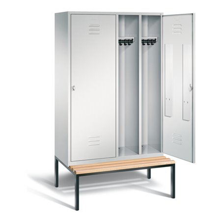 C+P Schwarz-Weiss-Spind Classic, H2090xB1190xT815mm, Front Lichtgrau, Korpus Lichtgrau, Gestell Schwarzgrau (8250-40)