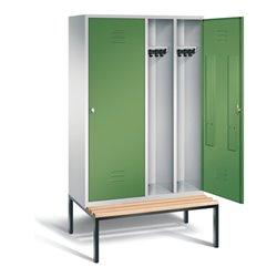 C+P Schwarz-Weiss-Spind Classic, H2090xB1190xT815mm, Front Resedagrün, Korpus Lichtgrau, Gestell Schwarzgrau (8250-40)