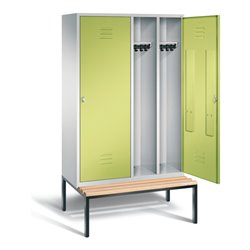 C+P Schwarz-Weiss-Spind Classic, H2090xB1190xT815mm, Front Viridingrün, Korpus Lichtgrau, Gestell Schwarzgrau (8250-40)