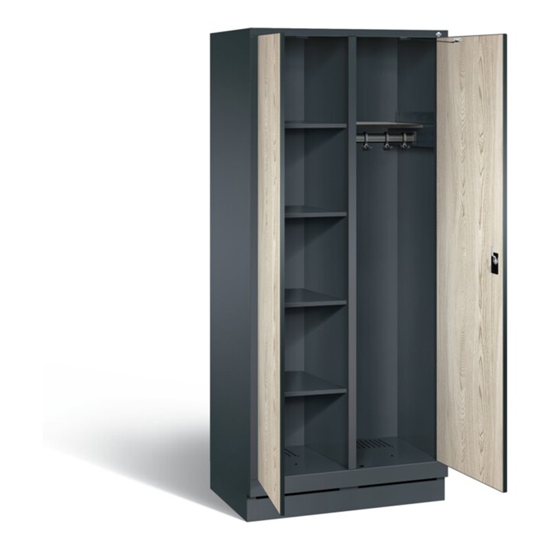 C+P Putzmittel-Spind Evolo, H1800xB810xT500mm, Front Dekor Sen-Esche, Korpus Anthrazitgrau (48160-22)