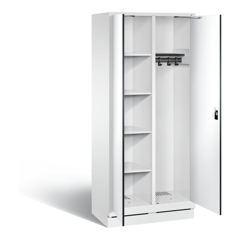 C+P Putzmittel-Spind Evolo, H1800xB810xT500mm, Front Dekor Weiß, Korpus Verkehrsweiß (48160-22)