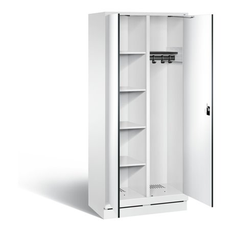 C+P Putzmittel-Spind Evolo, H1800xB810xT500mm, Front Dekor Weiß, Korpus Verkehrsweiß (48160-22)