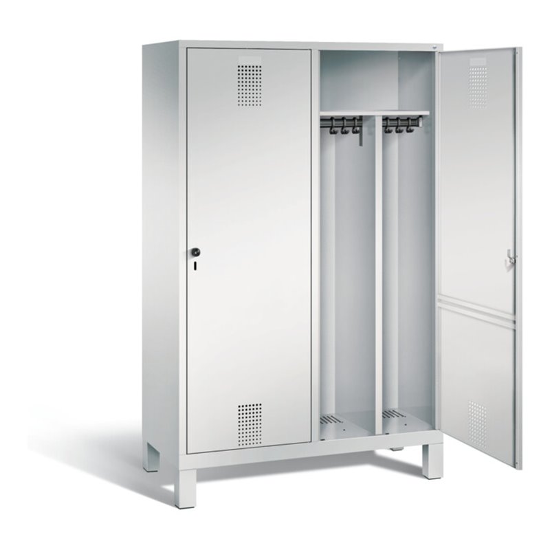 C+P Schwarz-Weiss-Spind Evolo, H1850xB1190xT500mm, Front Lichtgrau, Korpus Lichtgrau (48210-40)