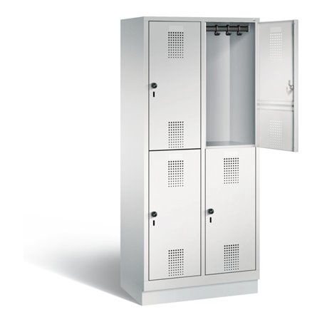 C+P Spind doppelstöckig Evolo, H1800xB810xT500mm, Front Lichtgrau, Korpus Lichtgrau (48320-22)