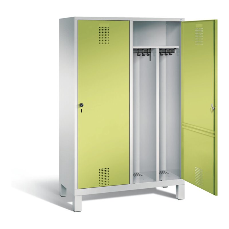 C+P Schwarz-Weiss-Spind Evolo, H1850xB1190xT500mm, Front Viridingrün, Korpus Lichtgrau (48210-40)