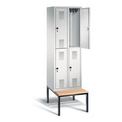 C+P Spind doppelstöckig Evolo, H2090xB610xT815mm, Front Lichtgrau, Korpus Lichtgrau, Gestell Schwarzgrau (48350-20)