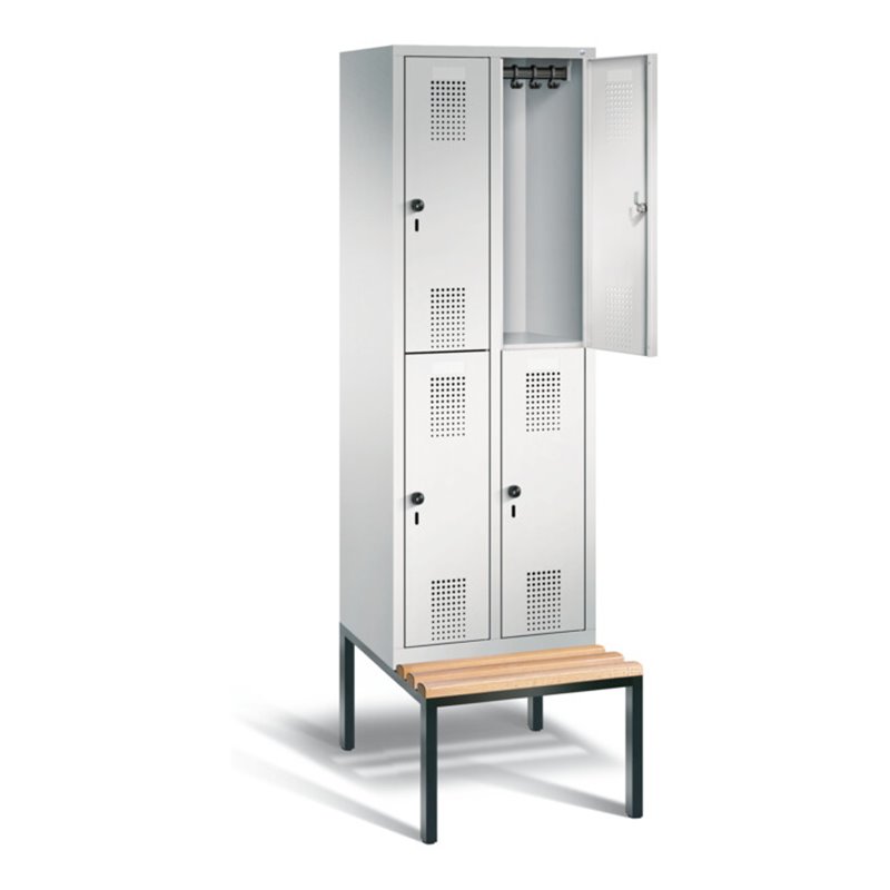 C+P Spind doppelstöckig Evolo, H2090xB610xT815mm, Front Lichtgrau, Korpus Lichtgrau, Gestell Schwarzgrau (48350-20)