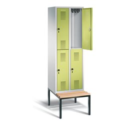 C+P Spind doppelstöckig Evolo, H2090xB610xT815mm, Front Viridingrün, Korpus Lichtgrau, Gestell Schwarzgrau (48350-20)