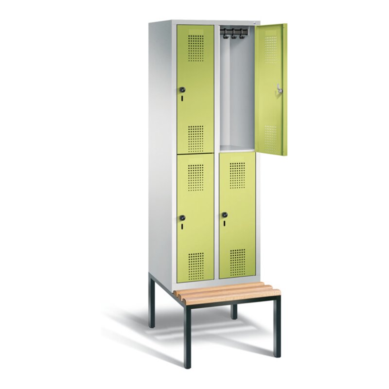 C+P Spind doppelstöckig Evolo, H2090xB610xT815mm, Front Viridingrün, Korpus Lichtgrau, Gestell Schwarzgrau (48350-20)