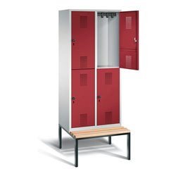 C+P Spind doppelstöckig Evolo, H2090xB810xT815mm, Front Rubinrot, Korpus Lichtgrau, Gestell Schwarzgrau (48350-22)