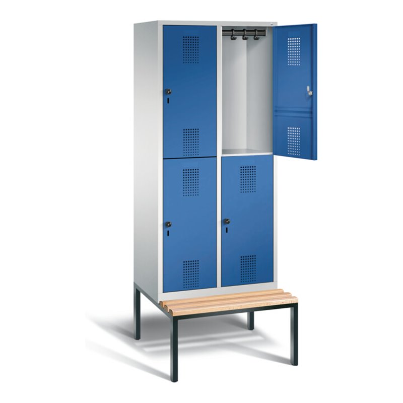 C+P Spind doppelstöckig Evolo, H2090xB810xT815mm, Front Enzianblau, Korpus Lichtgrau, Gestell Schwarzgrau (48350-22)