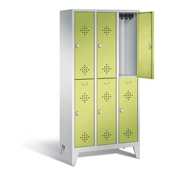 C+P Spind doppelstöckig Classic, H1850xB900xT500mm, Front Viridingrün, Korpus Lichtgrau (8310-30)