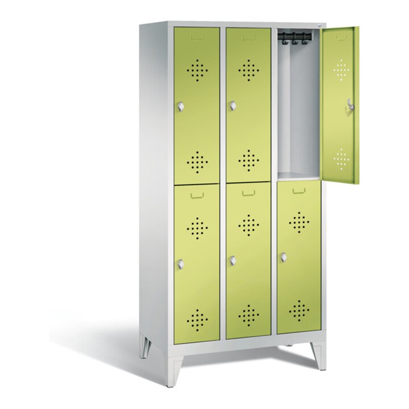 C+P Spind doppelstöckig Classic, H1850xB900xT500mm, Front Viridingrün, Korpus Lichtgrau (8310-30)