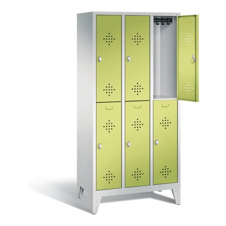 C+P Spind doppelstöckig Classic, H1850xB900xT500mm, Front Viridingrün, Korpus Lichtgrau (8310-30)