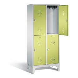 C+P Spind doppelstöckig Classic, H1850xB810xT500mm, Front Viridingrün, Korpus Lichtgrau (8310-22)