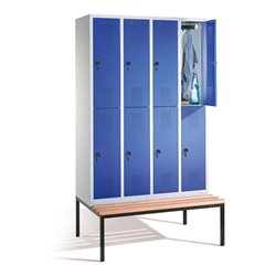 C+P Spind doppelstöckig Evolo, H2090xB1190xT815mm, Front Enzianblau, Korpus Lichtgrau, Gestell Schwarzgrau (48350-40)